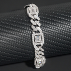 Iced Out Hip Hop 12mm Baguette Moissanite Diamond Cuban Link Bracelet
