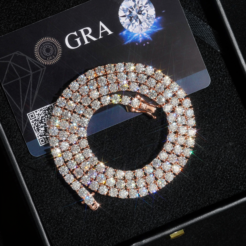 GRA 2mm 3mm 4mm 5mm 6.5mm 8mm moissanite diamond tennis necklace chain