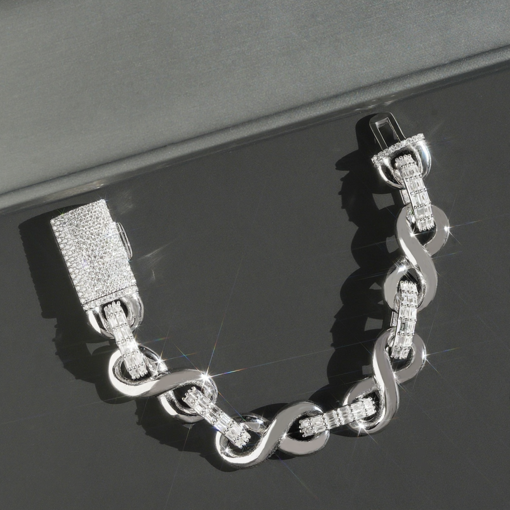15MM Eternity Moissanite Cuban Link Bracelet