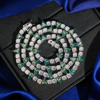 5MM Round Mixed Green Pear Cut Moissanite Tennis Chain
