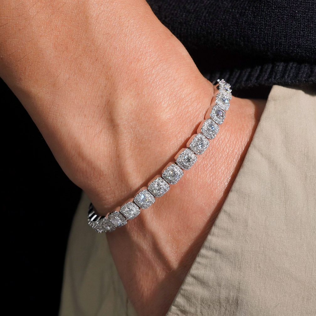 Zuanfa 6MM Moissanite Cluster Tennis Bracelet
