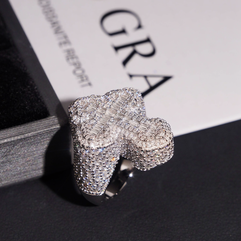 Iced Out Cross Moissanite Ring