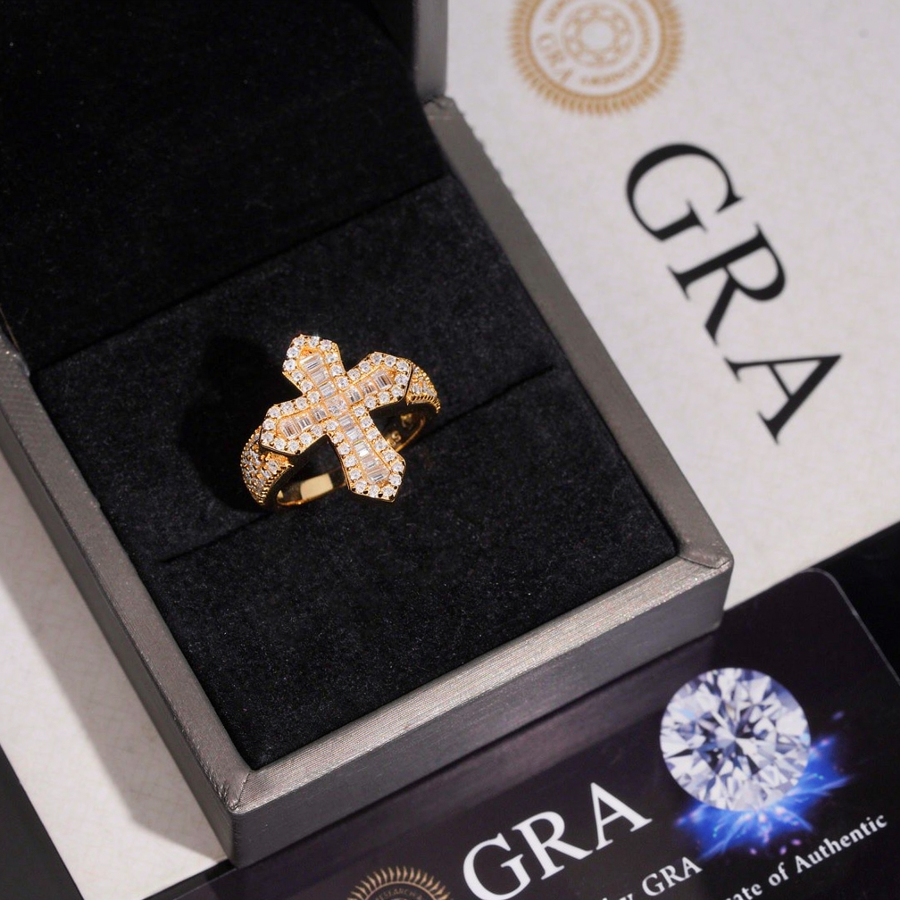 Unisex Baguette Moissanite Cross Ring