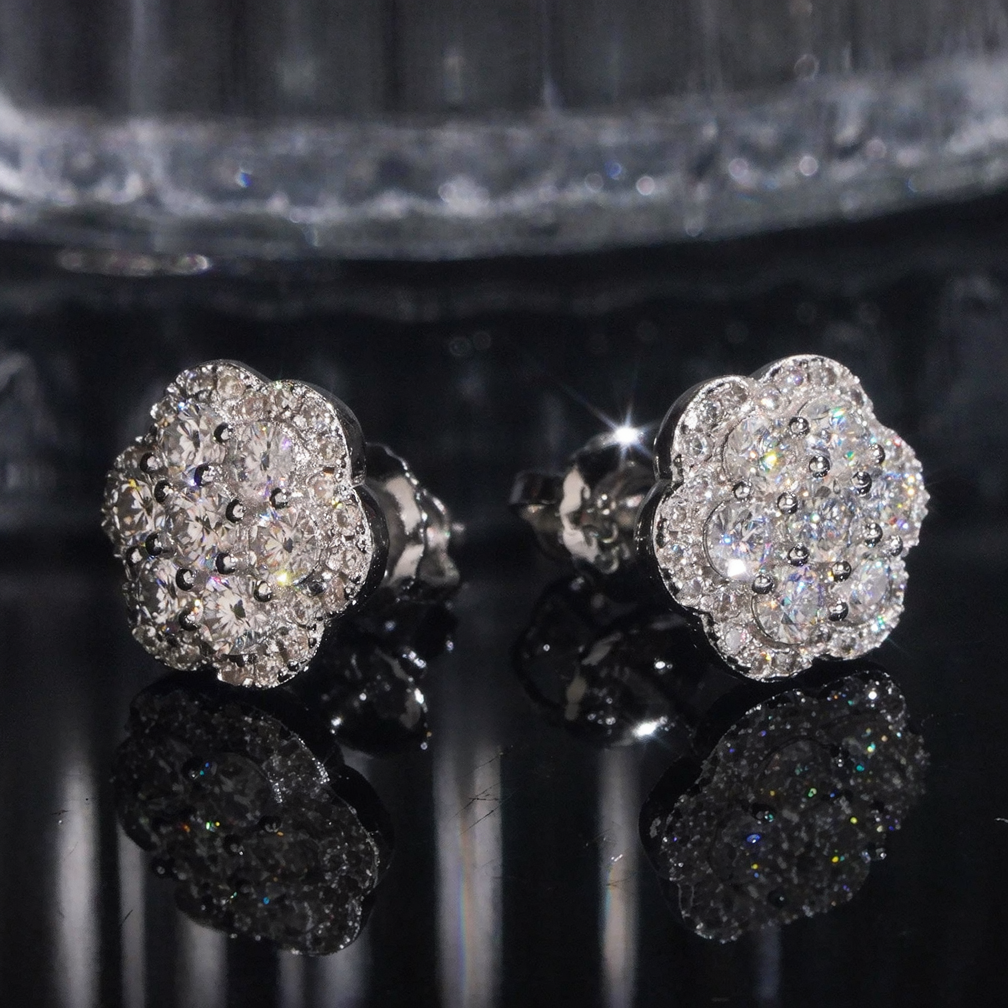 Zuanfa Moissanite Cluster Flower Earrings