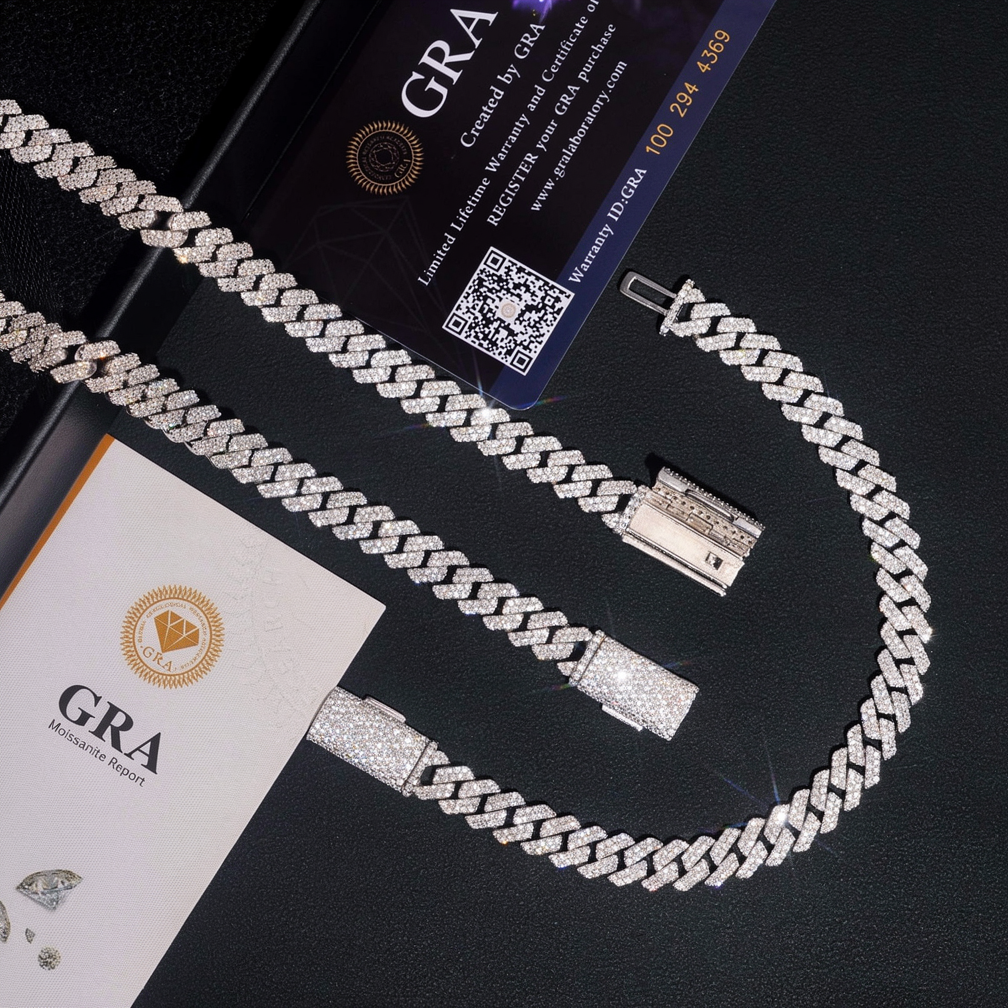 8mm Two Rows Moissanite Cuban Link Chain
