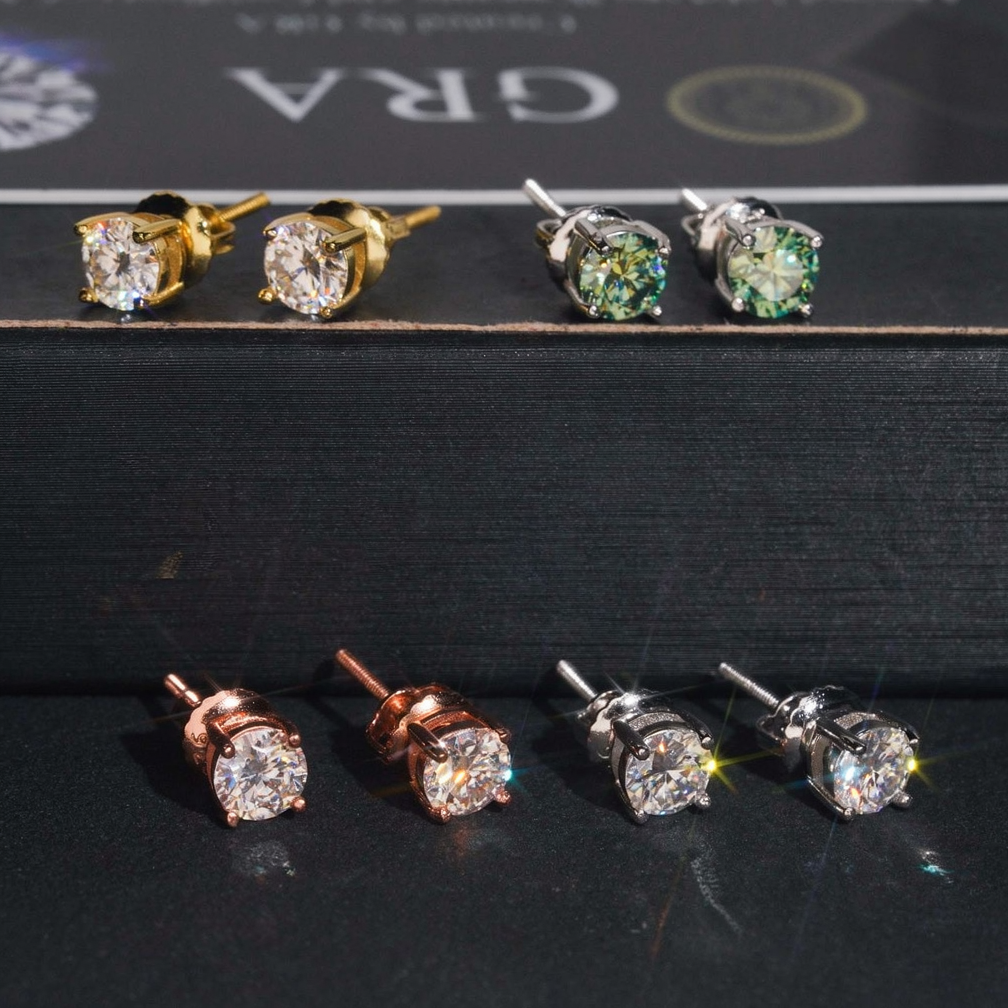5.0mm Moissanite Solitaire Stud Earrings