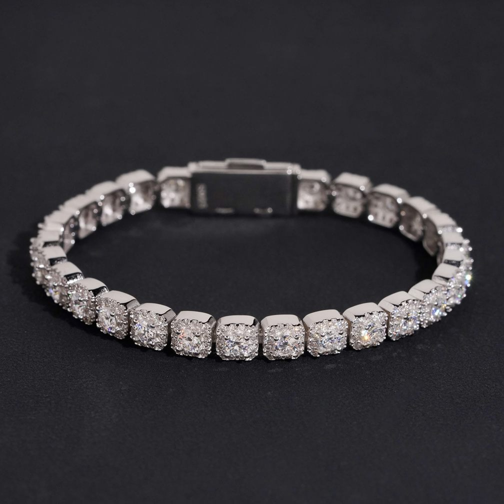 Zuanfa 6MM Moissanite Cluster Tennis Bracelet