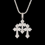 Hip Hop Three Cross Baguette Moissanite Pendant