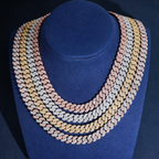 ZUANFA 10MM 3 Rows Moissanite Cuban Link Chain