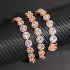 Big Round Diamond 18k Gold Plated Cuban Link Chain
