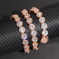 Big Round Diamond 18k Gold Plated Cuban Link Bracelet