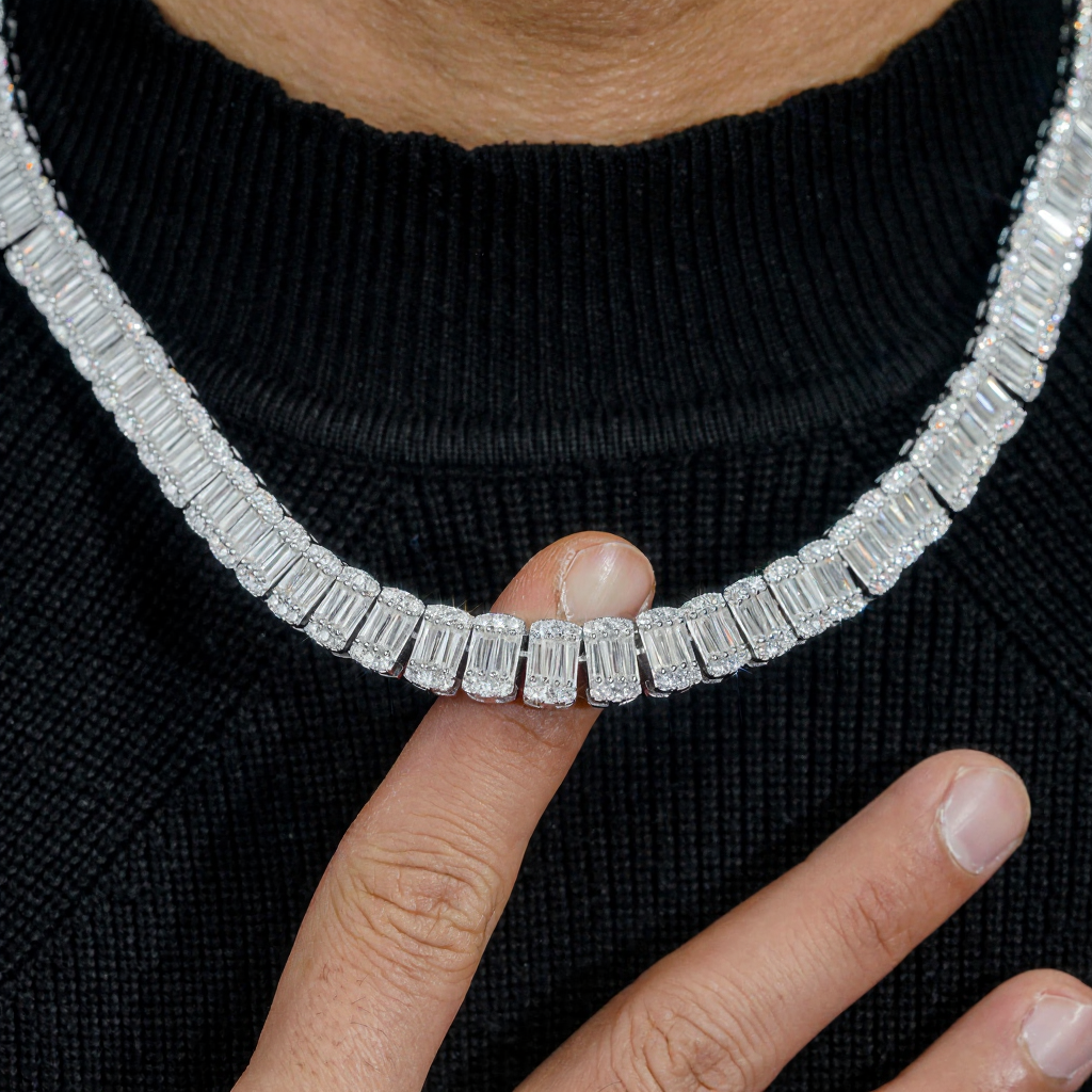 Baguette Diamond Luxury 10MM Moissanite Tennis Necklace