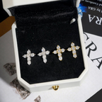 Hip Hop Style Moissanite Cross Earrings