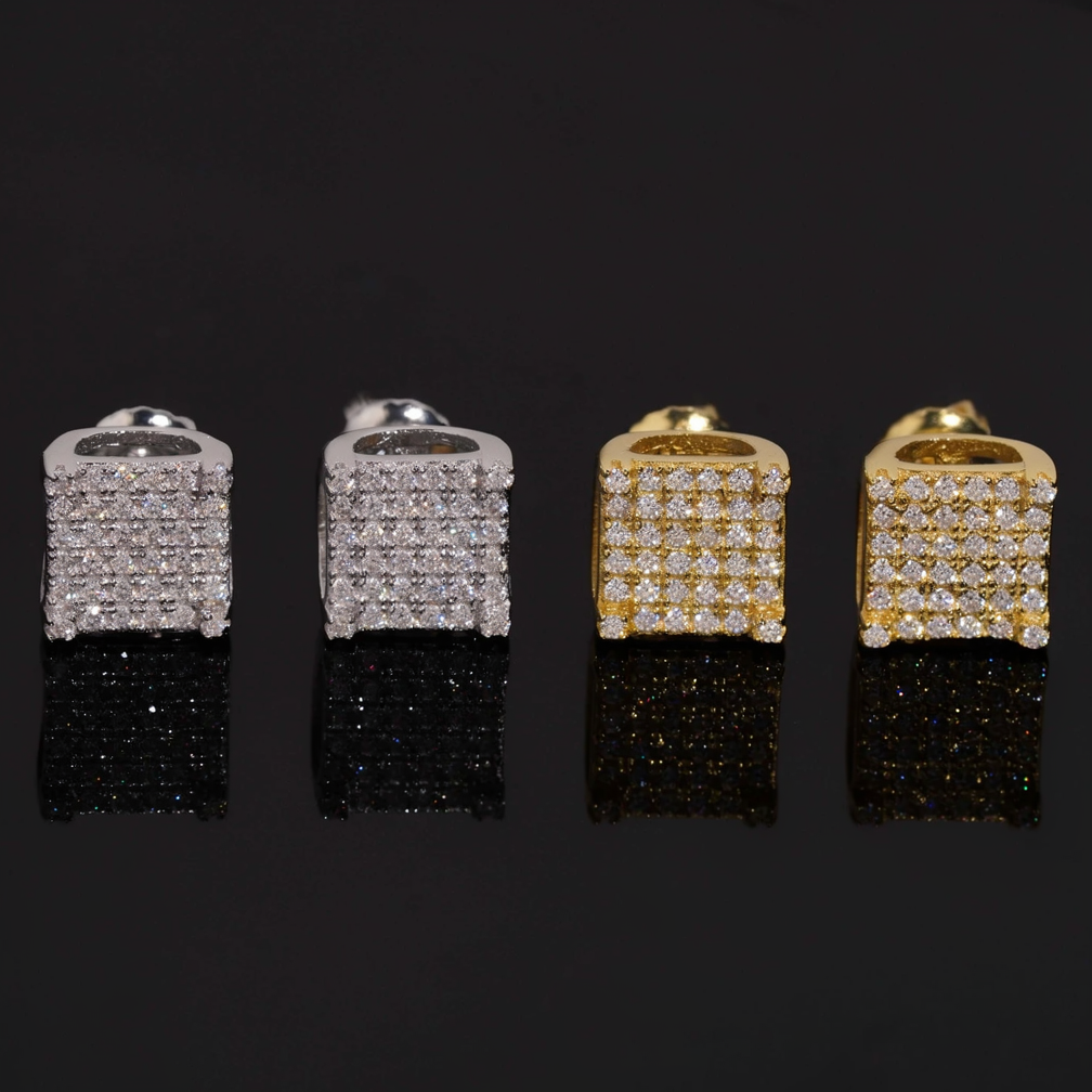 Hip Hop Square Moissanite Stud Earrings