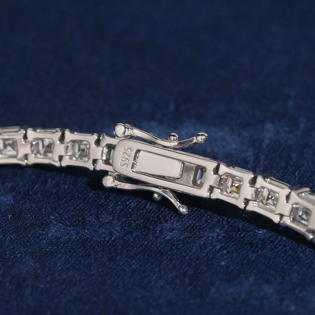 Zuanfa Asscher Cut 4*4mm Moissanite Tennis Bracelet