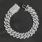 15mm Width Regular Miami Moissanite Solid Silver 925 Cuban Link Chain