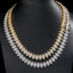 Luxury Marquise Diamond 18k Gold Plated Cuban Link Chain