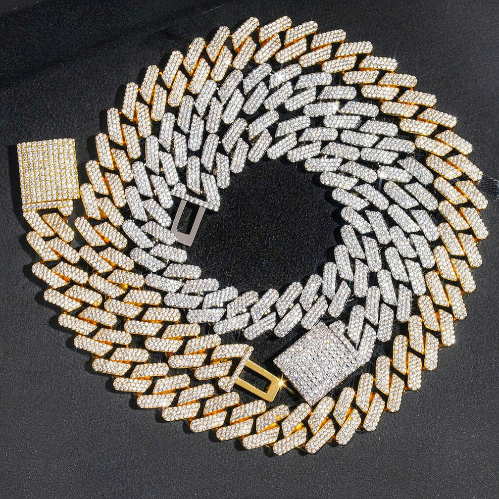 Heavy Solid 18k Gold Plated 19mm Miami Diamond Cuban Link Chain