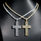 Hip Hop Iced Out Cross Baguette Diamond Pendant