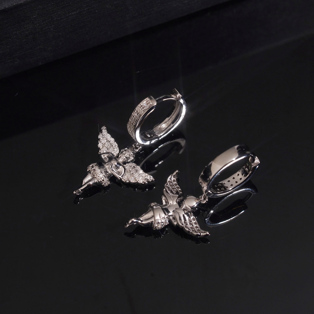 Angel Moissanite Hoop Dangle Earrings