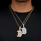 Letter B Baguette Design Moissanite Pendant 18k Gold