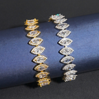 Luxury Marquise Diamond 18k Gold Plated Cuban Link Bracelet