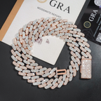 Two Tone Color Luxury 16MM 925 Sterling Silver Cuban Chain Neckalce