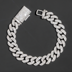 New Style Hip Hop Iced Out 13mm High Quality 925 Sterling Silver Cuban Link Bracelet