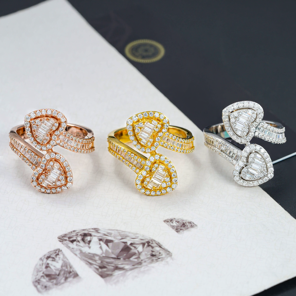 Iced Out Fashion Hip Hop High Quality Heart Moissanite Ring