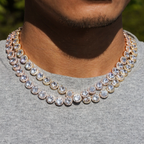 Big Round Diamond 18k Gold Plated Cuban Link Chain