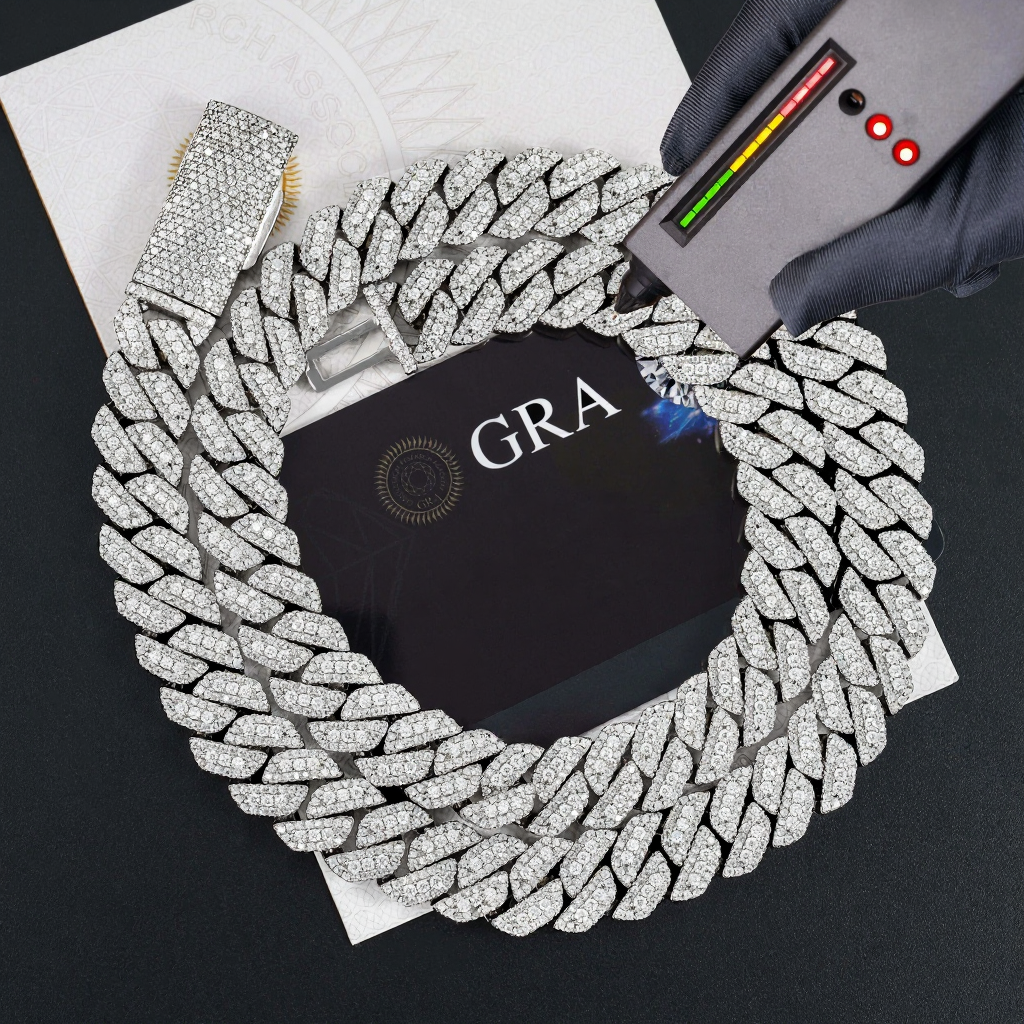 Popular 13MM Two Row Moissanite Cuban Link Chain
