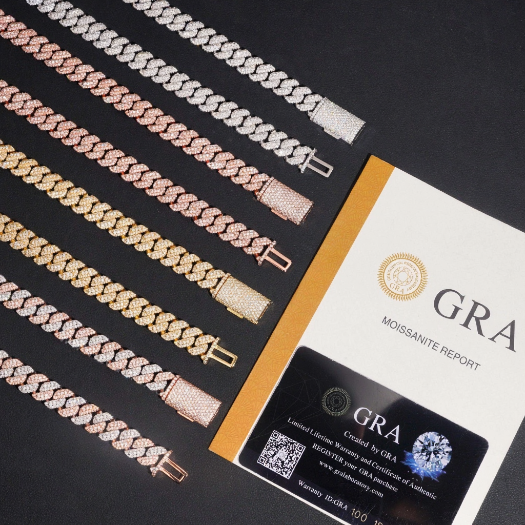 10MM 3 Rows Moissanite Cuban Link Bracelet