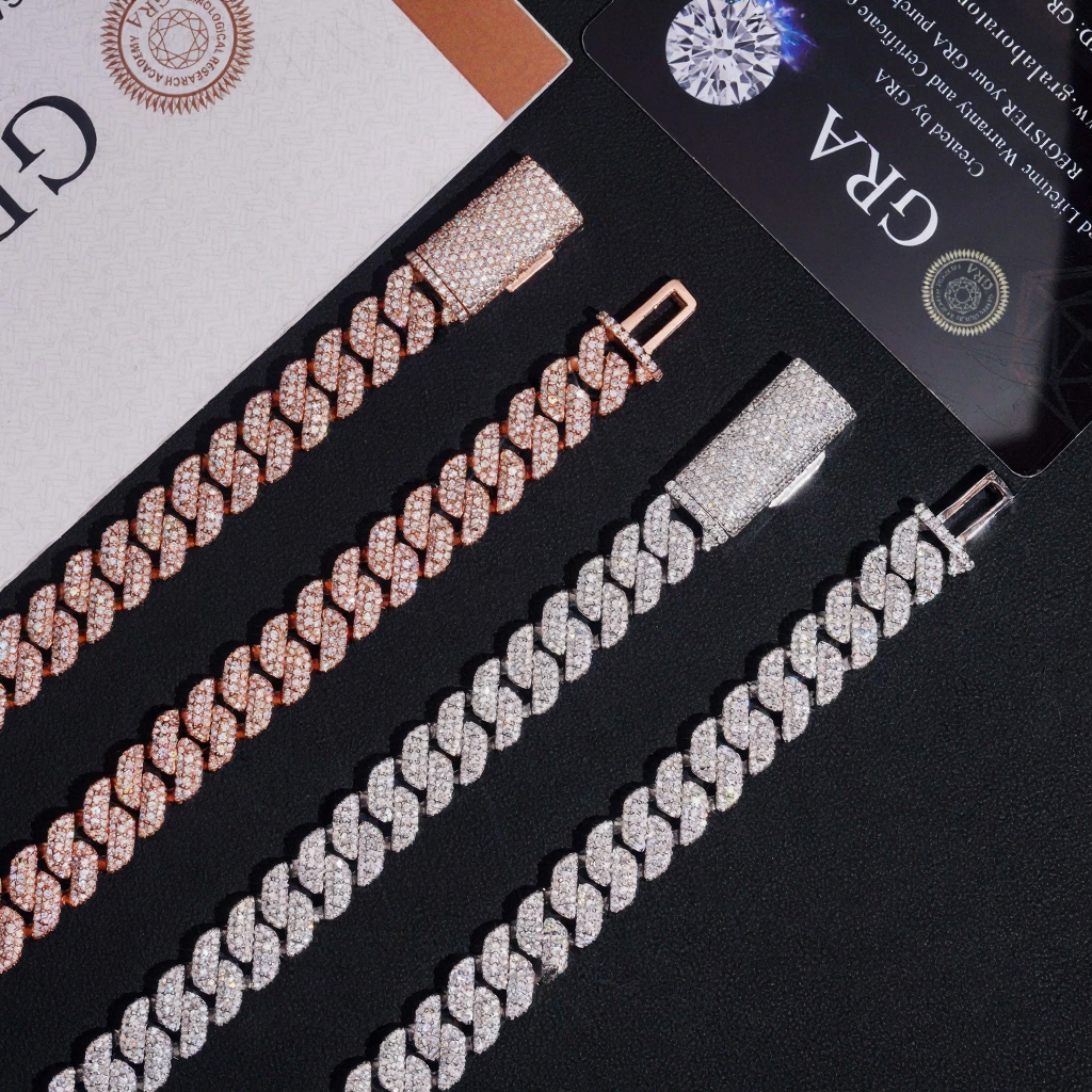 10MM 3 Rows Moissanite Cuban Link Bracelet