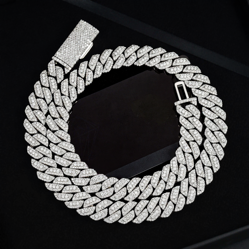 Popular 13MM Two Row Moissanite Cuban Link Chain