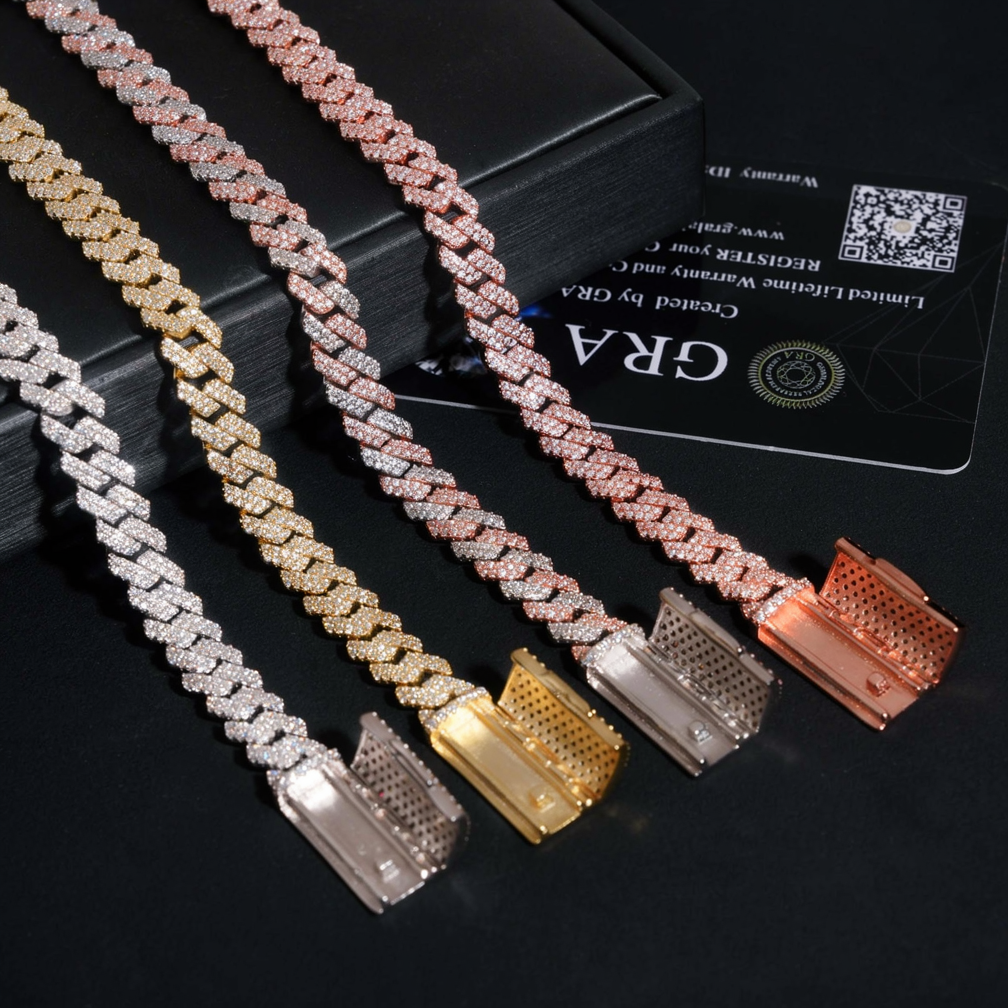 8mm Two Rows Moissanite Cuban Link Brecelet