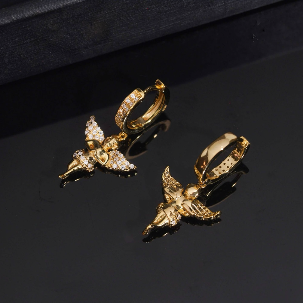 Angel Moissanite Hoop Dangle Earrings