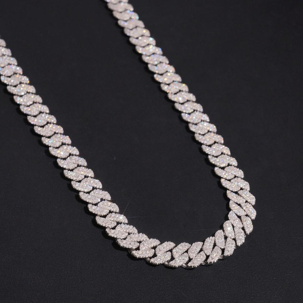 10MM 3 Rows Moissanite Cuban Link Chain