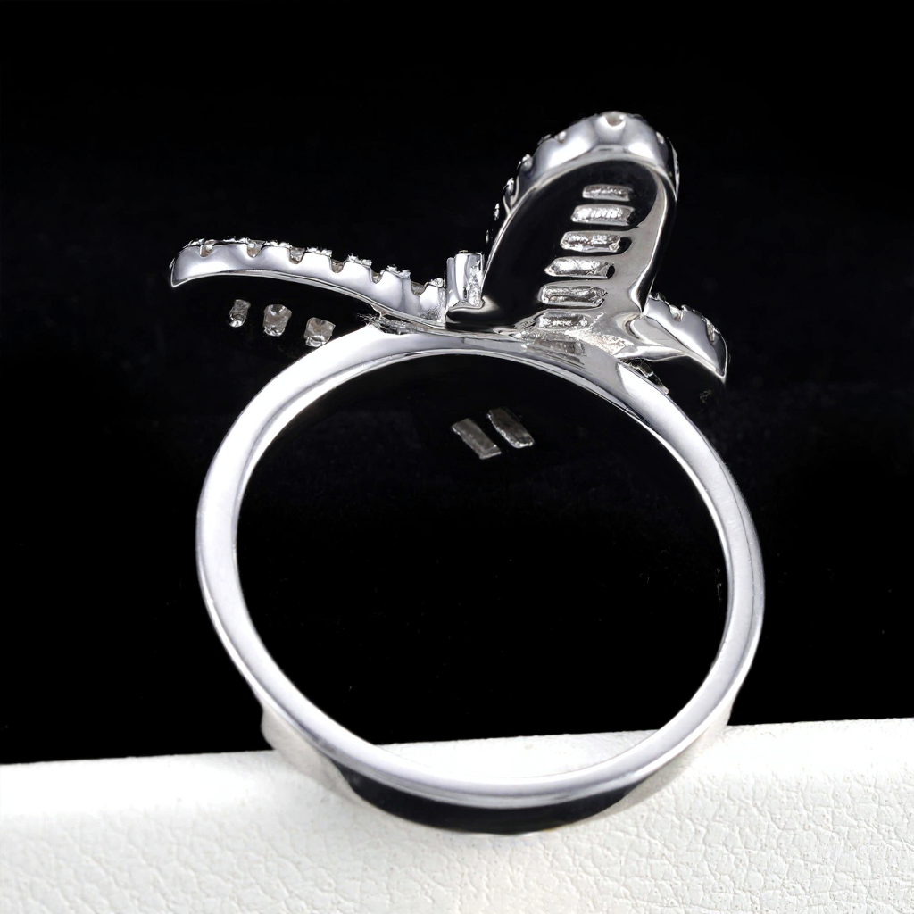 Iced Out Thin Butterfly Moissanite Ring 18K Gold