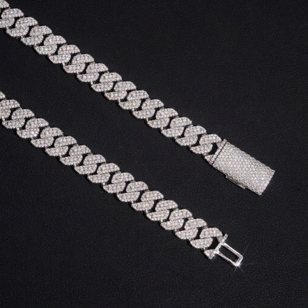 10MM 3 Rows Moissanite Cuban Link Bracelet