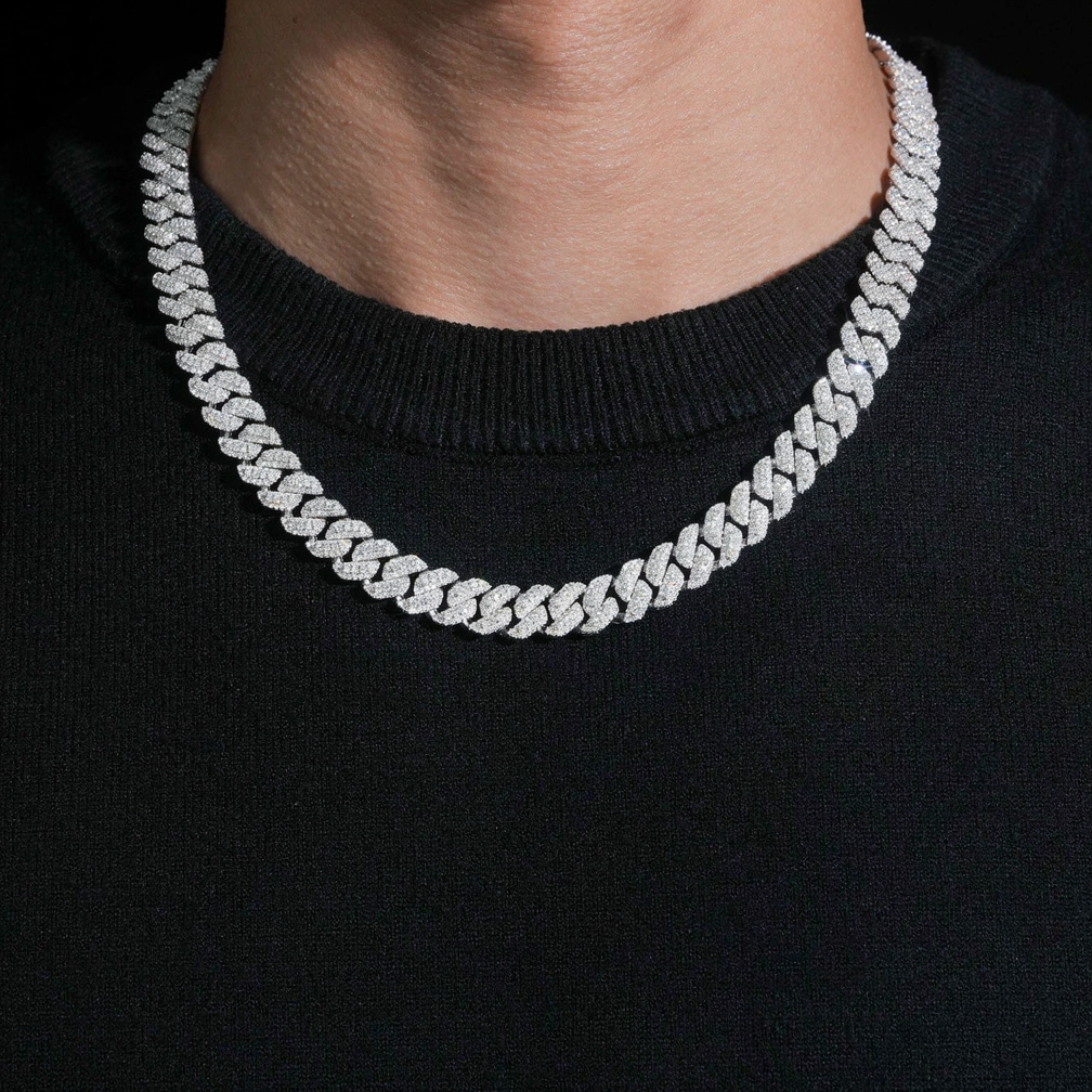 10MM 3 Rows Moissanite Cuban Link Chain