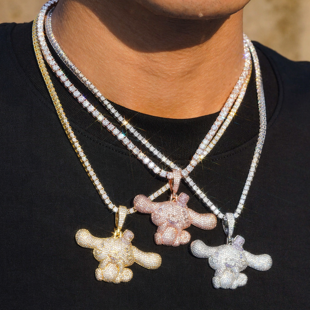 Cute Dog 18k Gold Plated Diamond Pendant