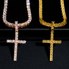 Hip Hop 3.0MM Moissanite Cross Pendant 18k Gold