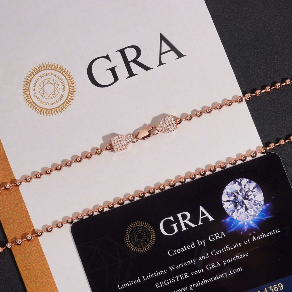 Moissanite Lock 3mm Bead Chain Necklace