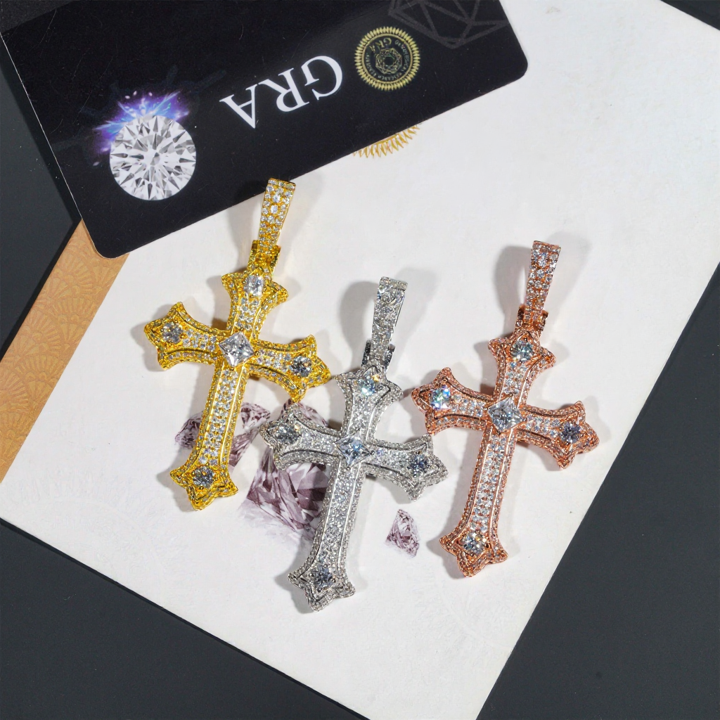 Hip Hop Iced Out Moissanite Cross Pendant