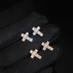Zuanfa Iced Out Moissanite Cross Earrings