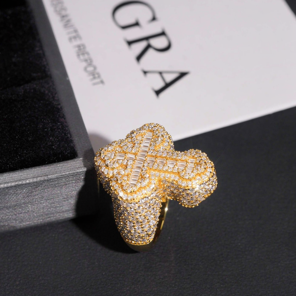 Iced Out Cross Moissanite Ring