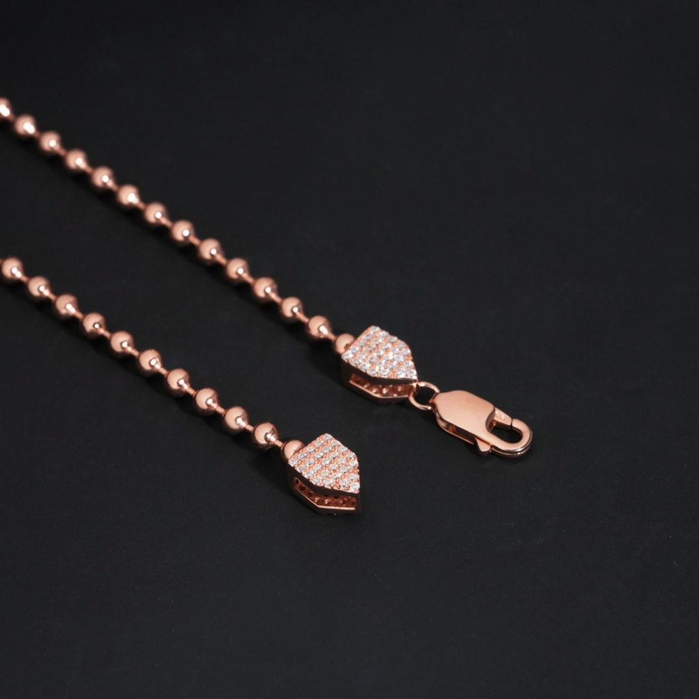 Moissanite Lock 3mm Bead Chain Necklace