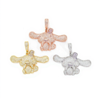 Cute Dog 18k Gold Plated Diamond Pendant