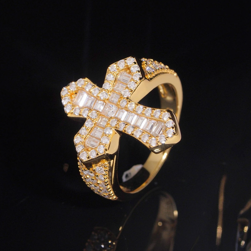Unisex Baguette Moissanite Cross Ring