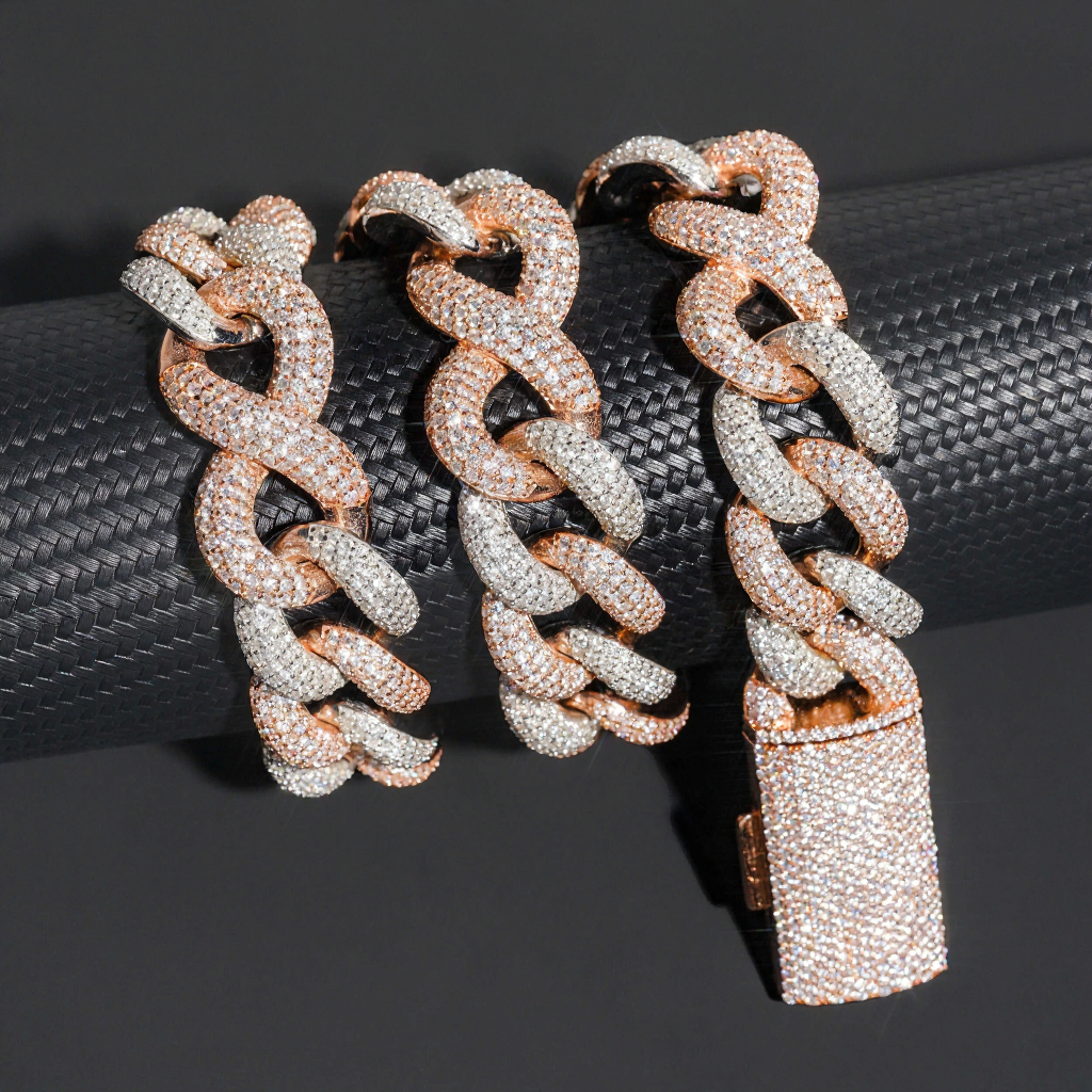 Heavy 20mm Hip Hop Two Tone Moissanite Cuban Link Chain